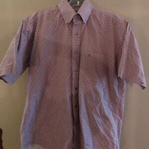 Stetson Men's Short Sleeve Shirt; Red; Paisley; Buttons; Size S